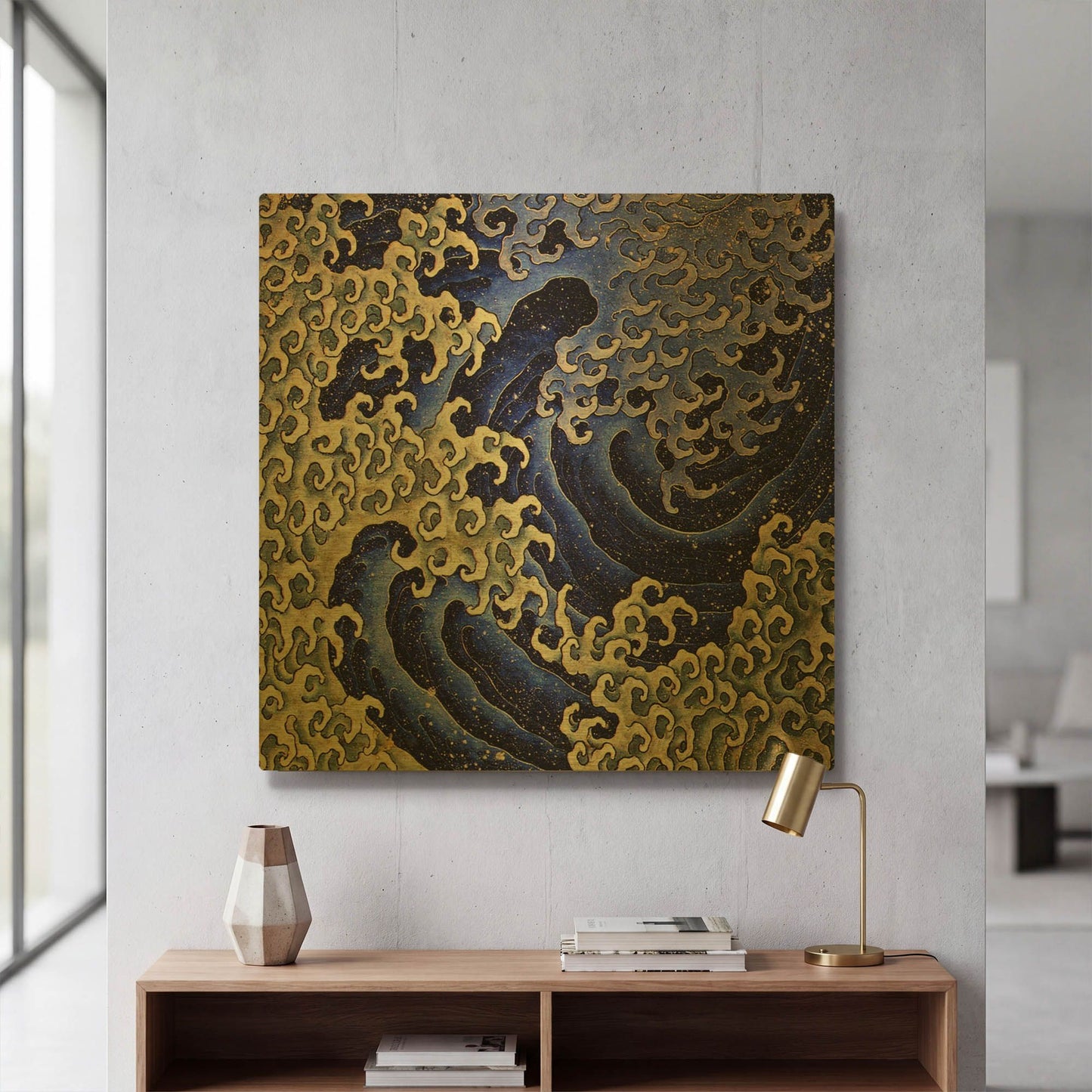 'Masculine Waves (Onami)' By LUXE Gold Metal Wall Art