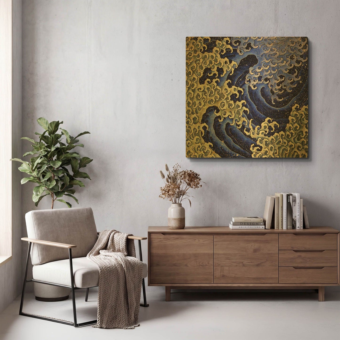 'Masculine Waves (Onami)' By LUXE Gold Metal Wall Art