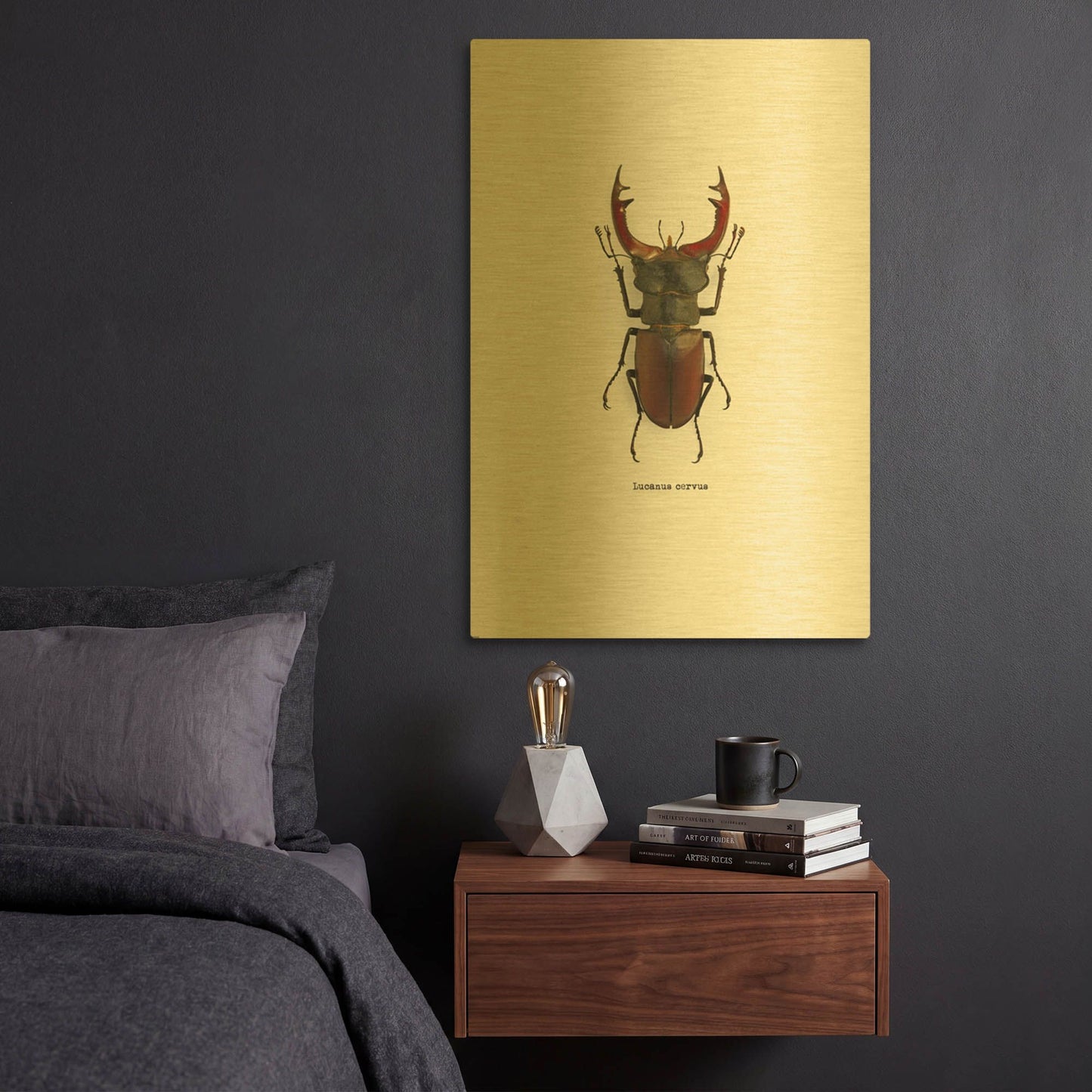 'Beetle Red' By GraphINC Gold Metal Wall Art