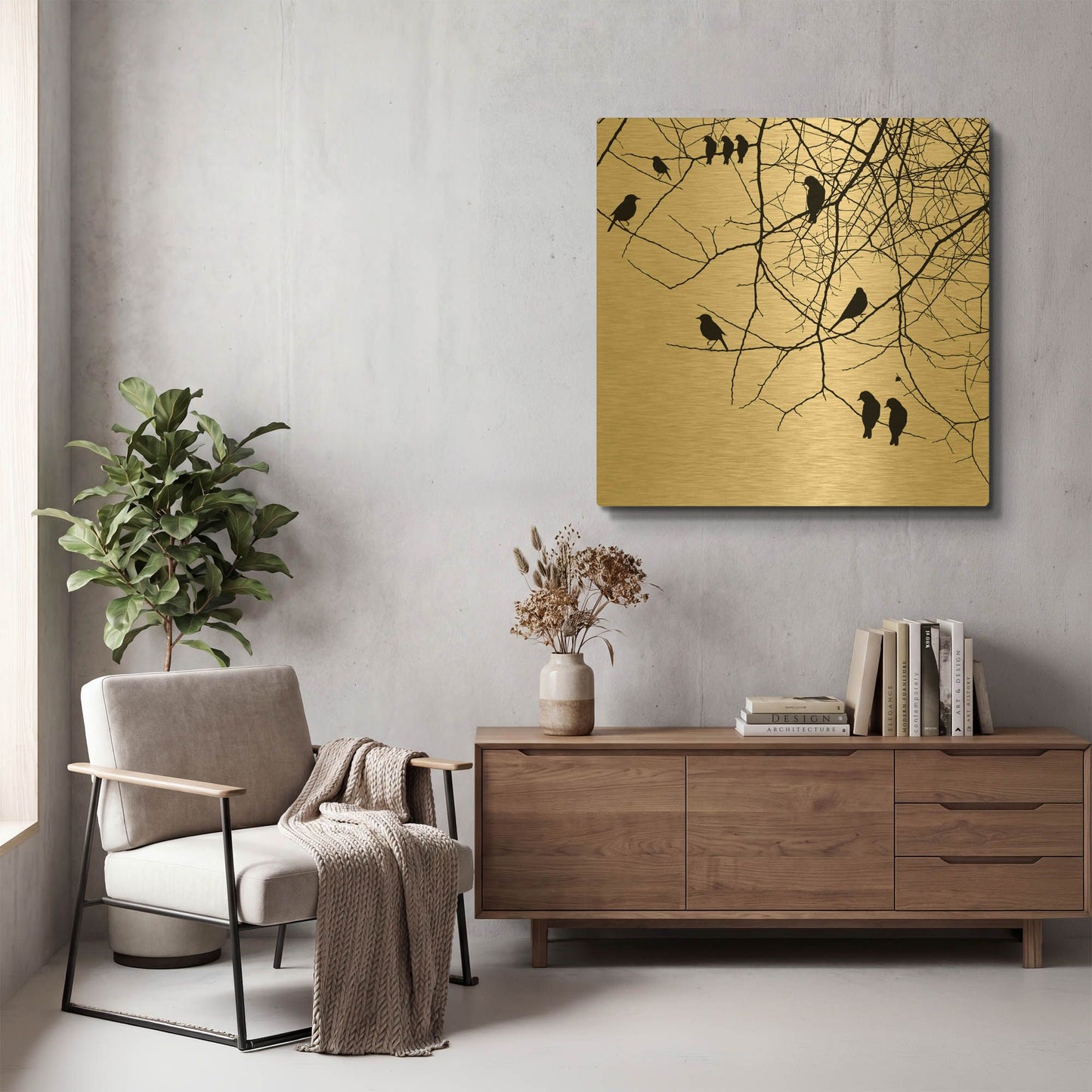 'Bird II' By GraphINC Gold Metal Wall Art