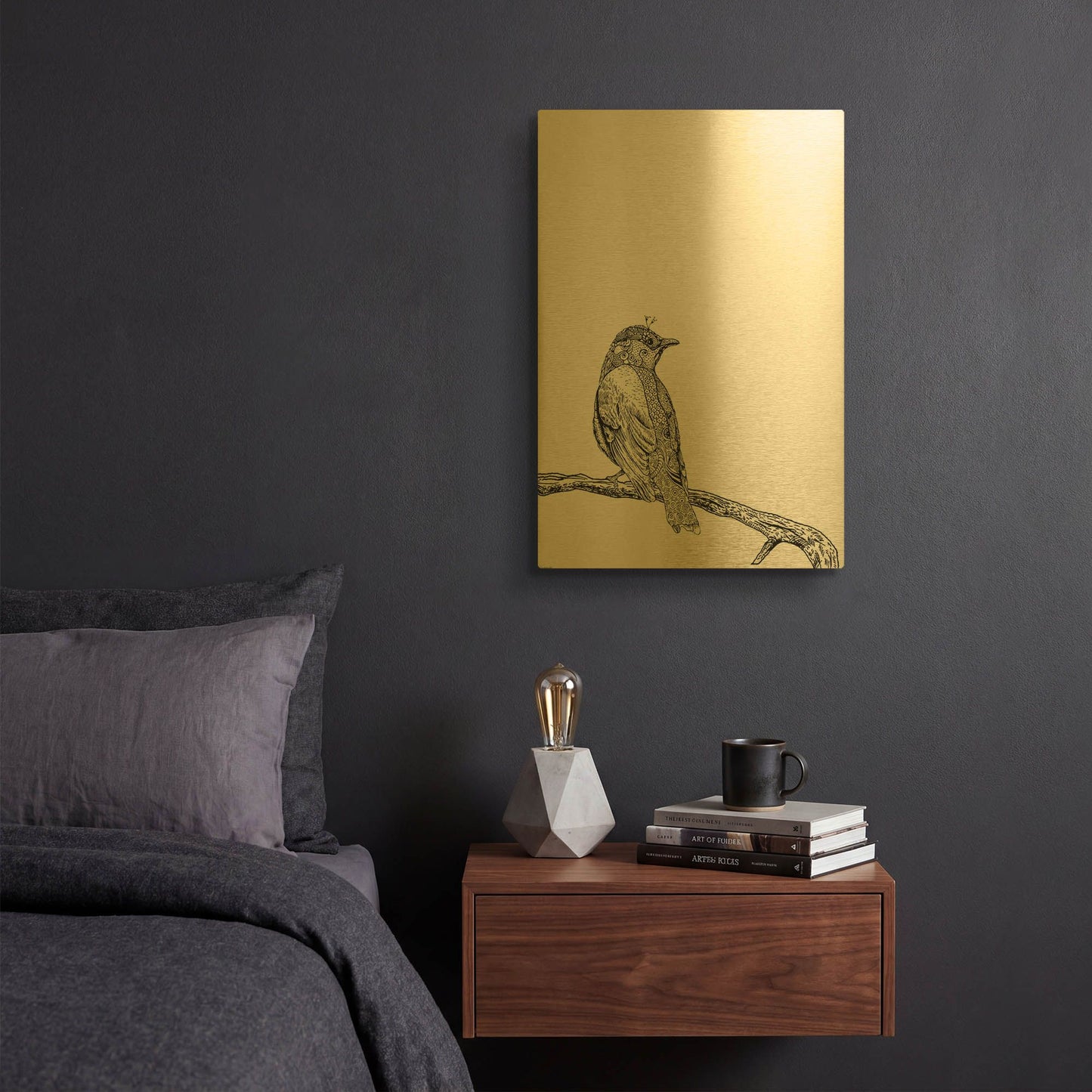 'Bird III' By GraphINC Gold Metal Wall Art