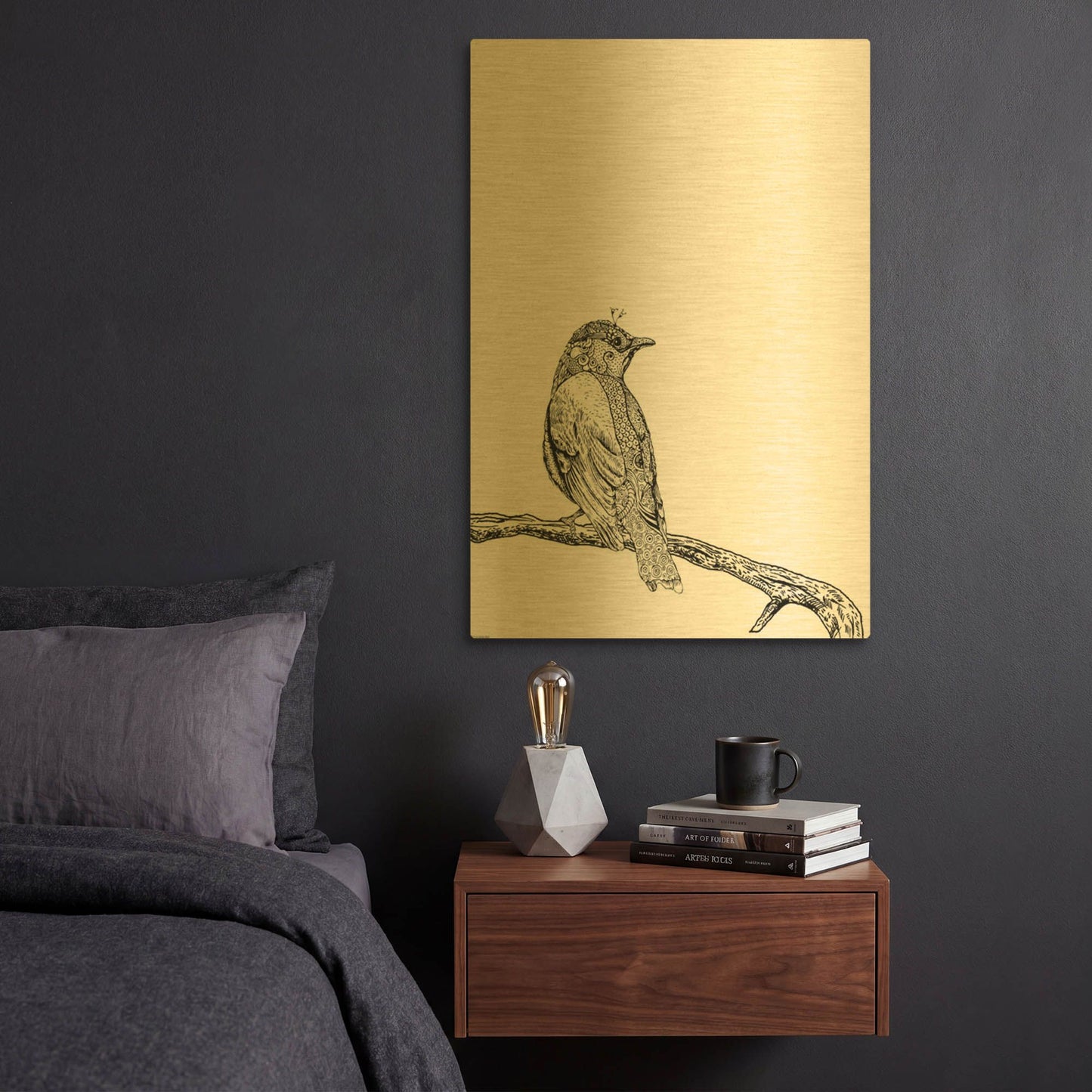 'Bird III' By GraphINC Gold Metal Wall Art