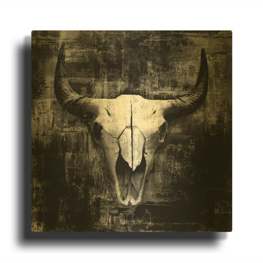'Black Cowskull' By GraphINC Gold Metal Wall Art