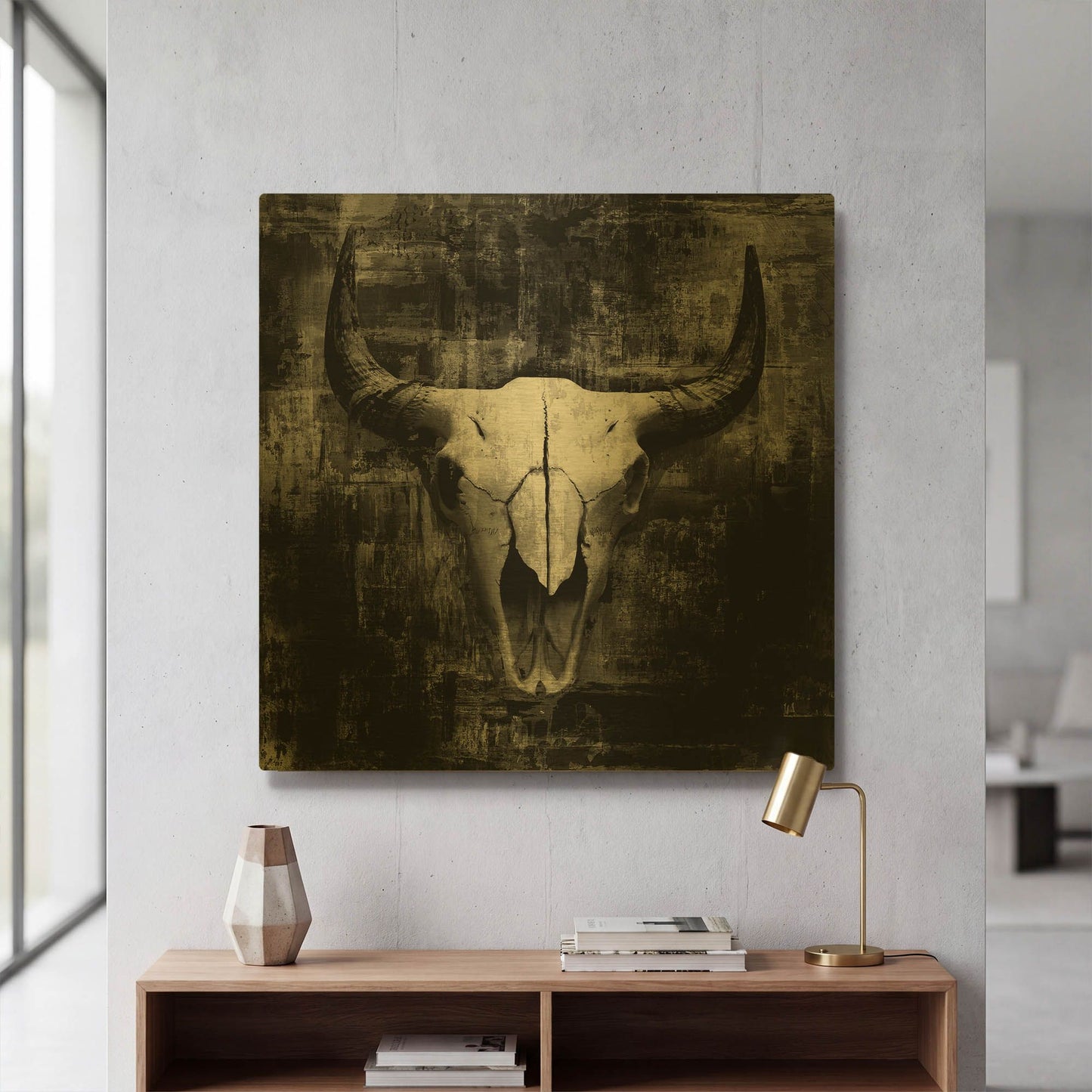 'Black Cowskull' By GraphINC Gold Metal Wall Art