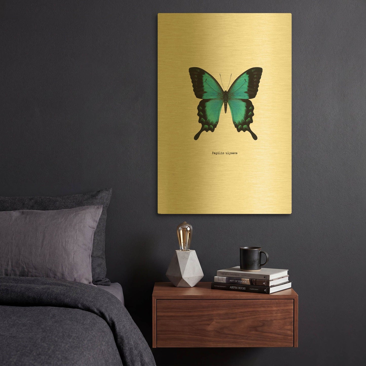 'Blue Butterfly' By GraphINC Gold Metal Wall Art