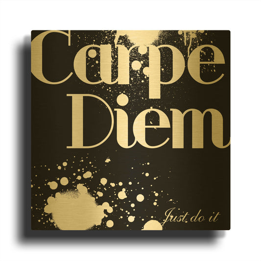 'Carpe Diem' By GraphINC Gold Metal Wall Art