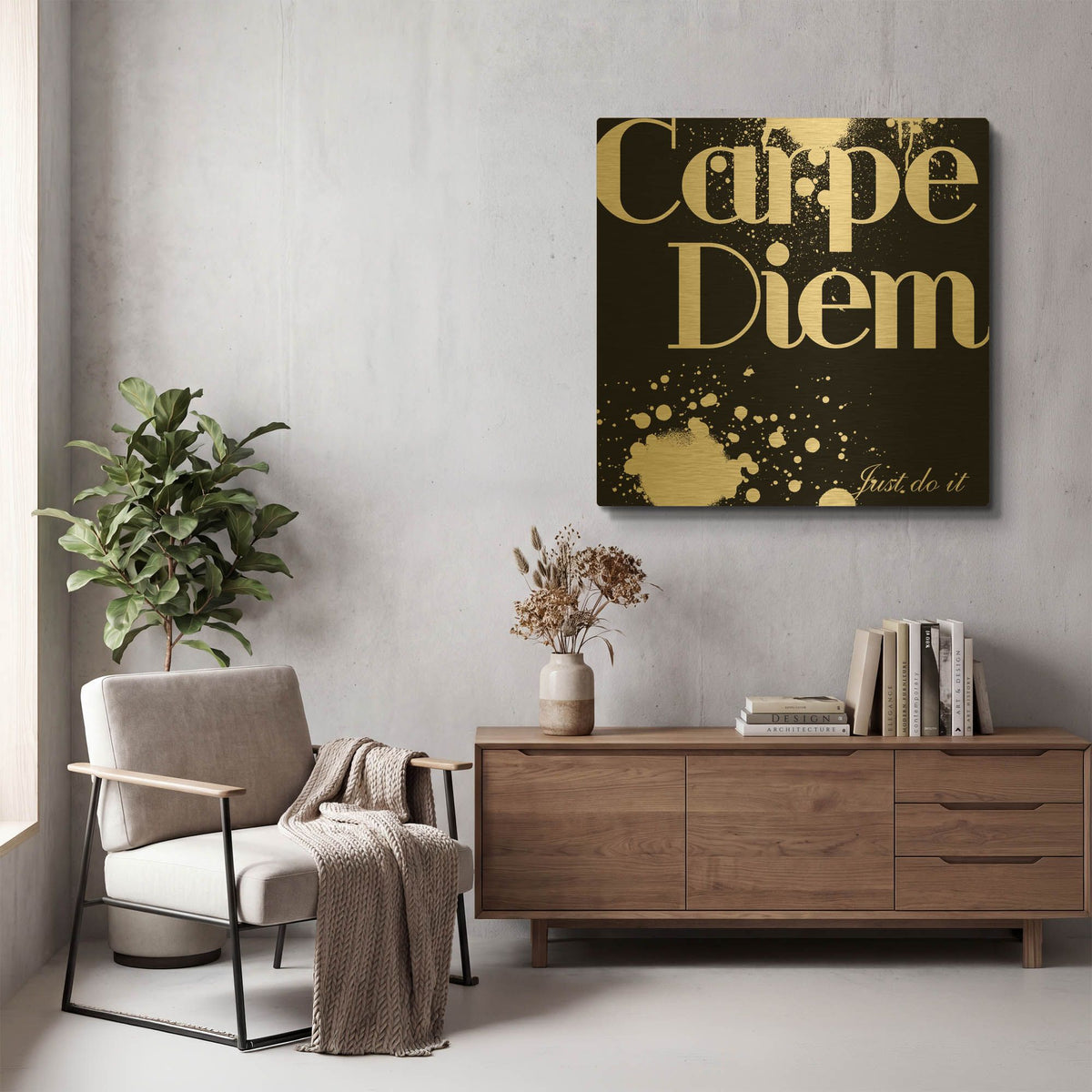 'Carpe Diem' By GraphINC Gold Metal Wall Art