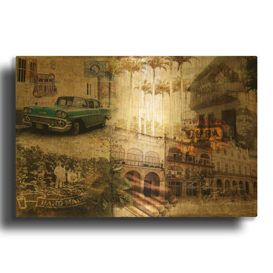 'Cuba' By GraphINC Gold Metal Wall Art