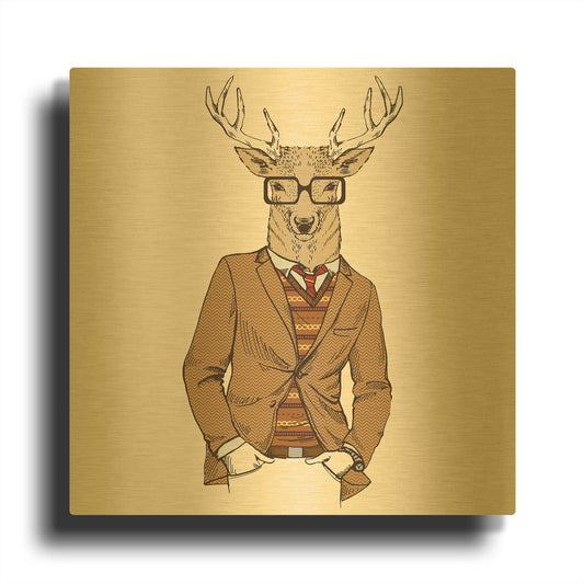 'Deer-man 1' By GraphINC Gold Metal Wall Art