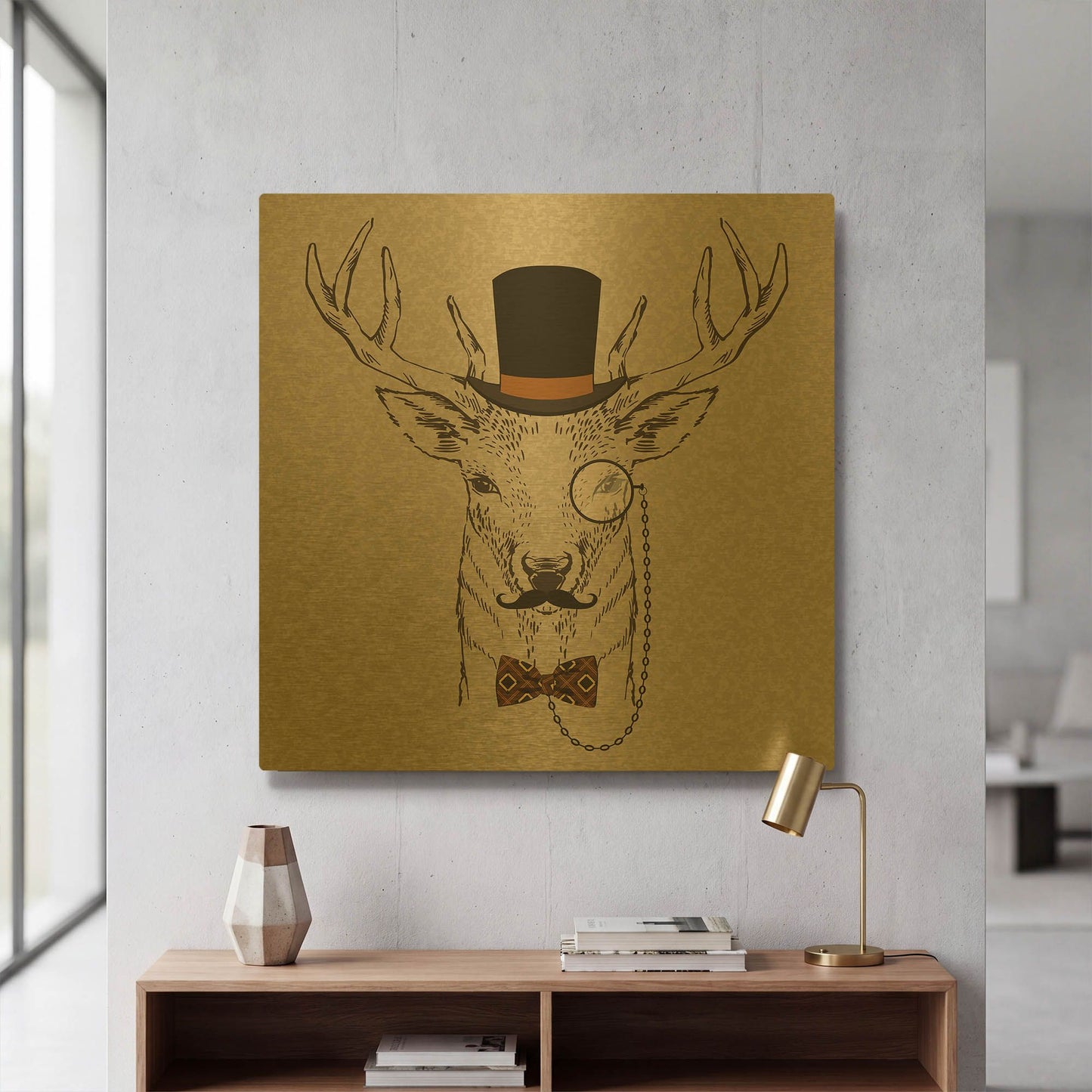 'Deer-man 2' By GraphINC Gold Metal Wall Art