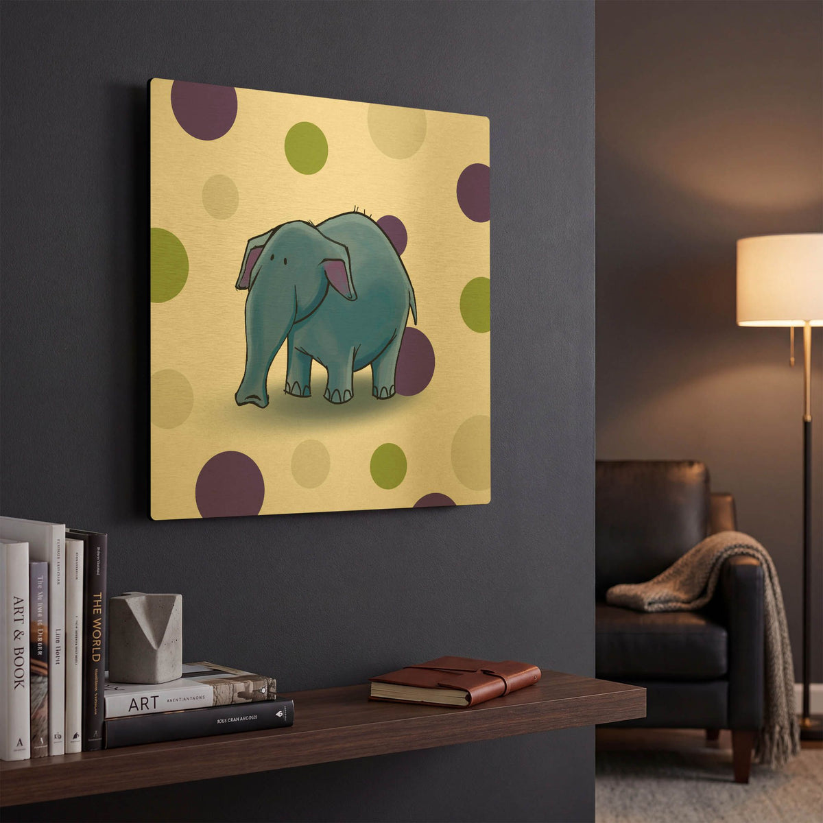 'Elephant Blue' By GraphINC Gold Metal Wall Art