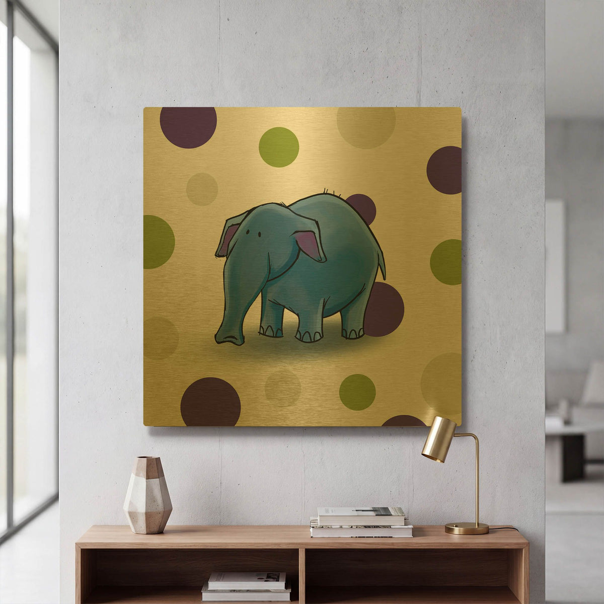 'Elephant Blue' By GraphINC Gold Metal Wall Art