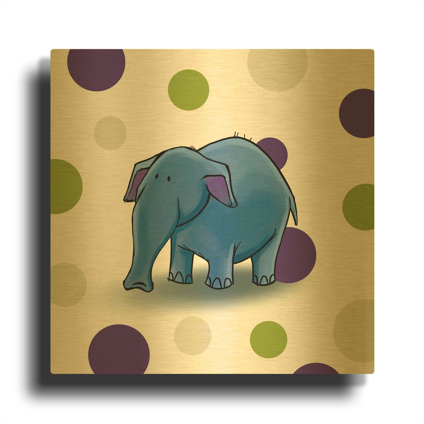 'Elephant Blue' By GraphINC Gold Metal Wall Art