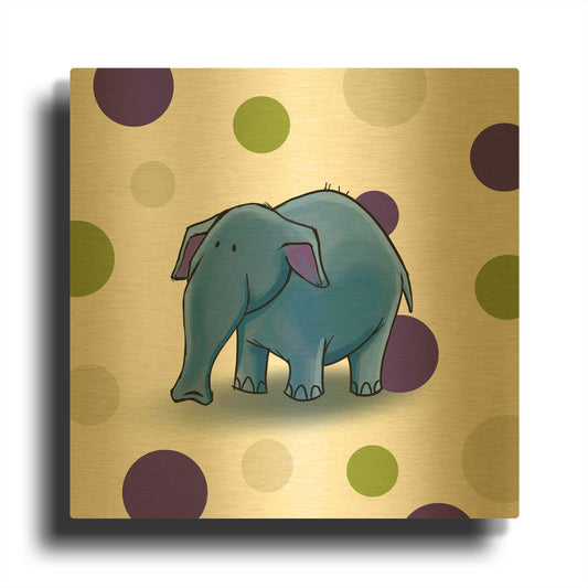 'Elephant Blue' By GraphINC Gold Metal Wall Art