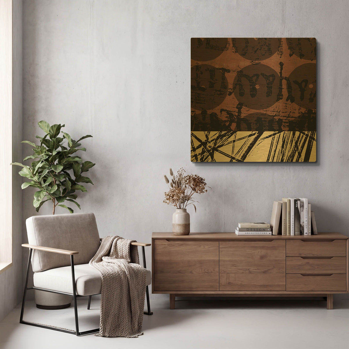 'Fibers 1' By GraphINC Gold Metal Wall Art