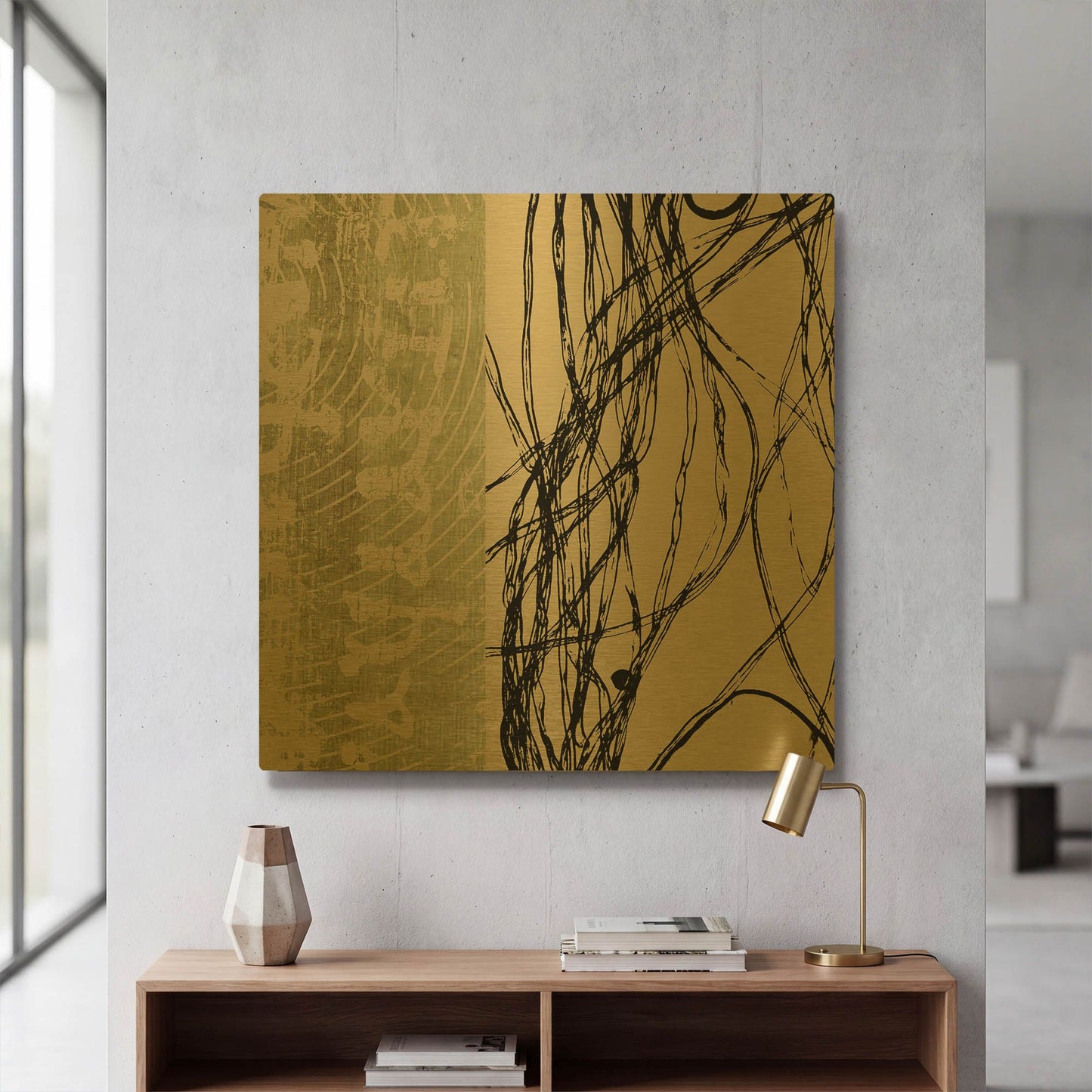'Fibers 2' By GraphINC Gold Metal Wall Art