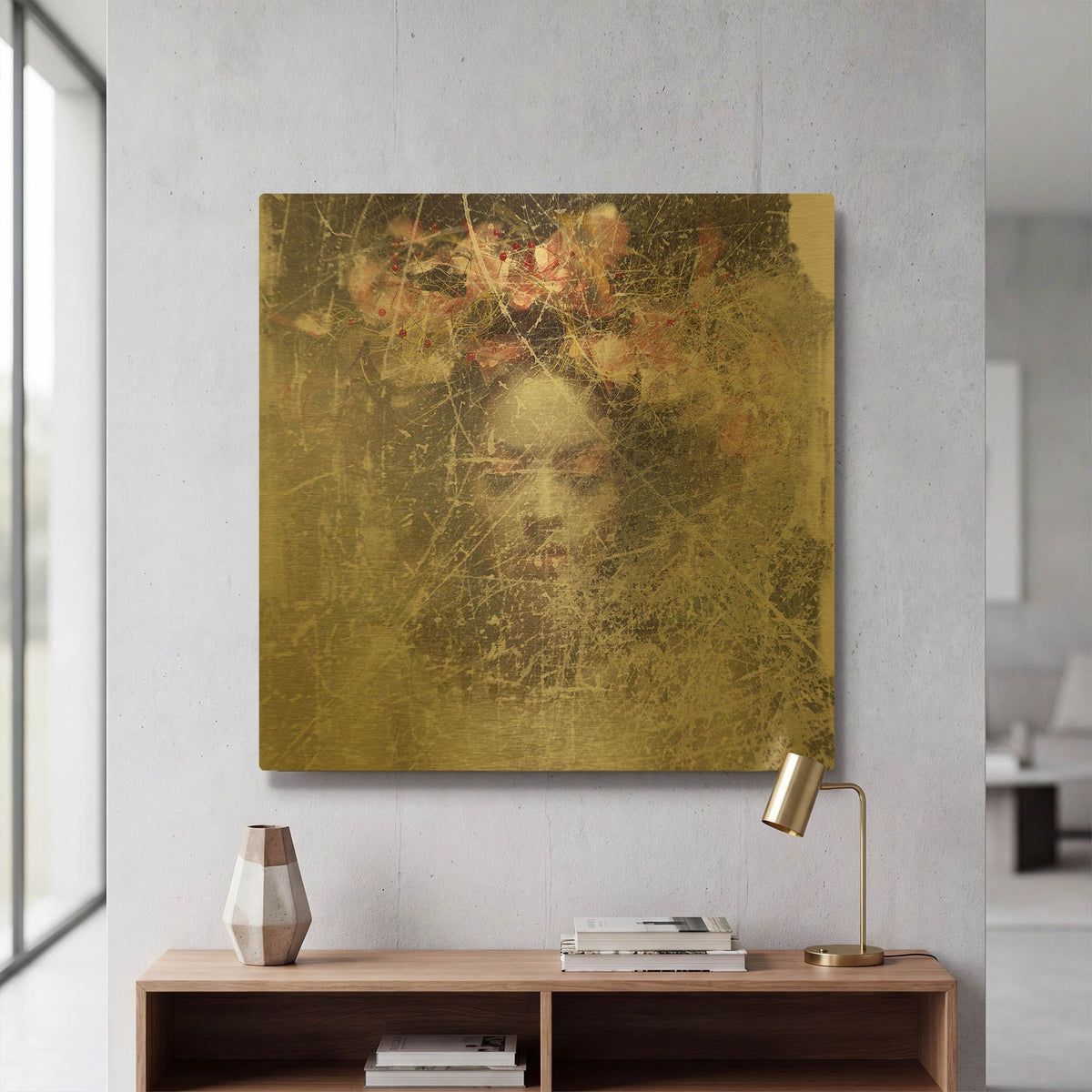 'Flower Crown' By GraphINC Gold Metal Wall Art