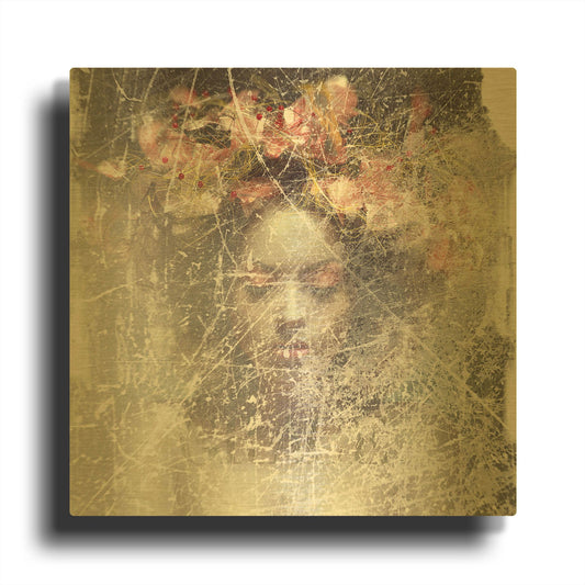 'Flower Crown' By GraphINC Gold Metal Wall Art