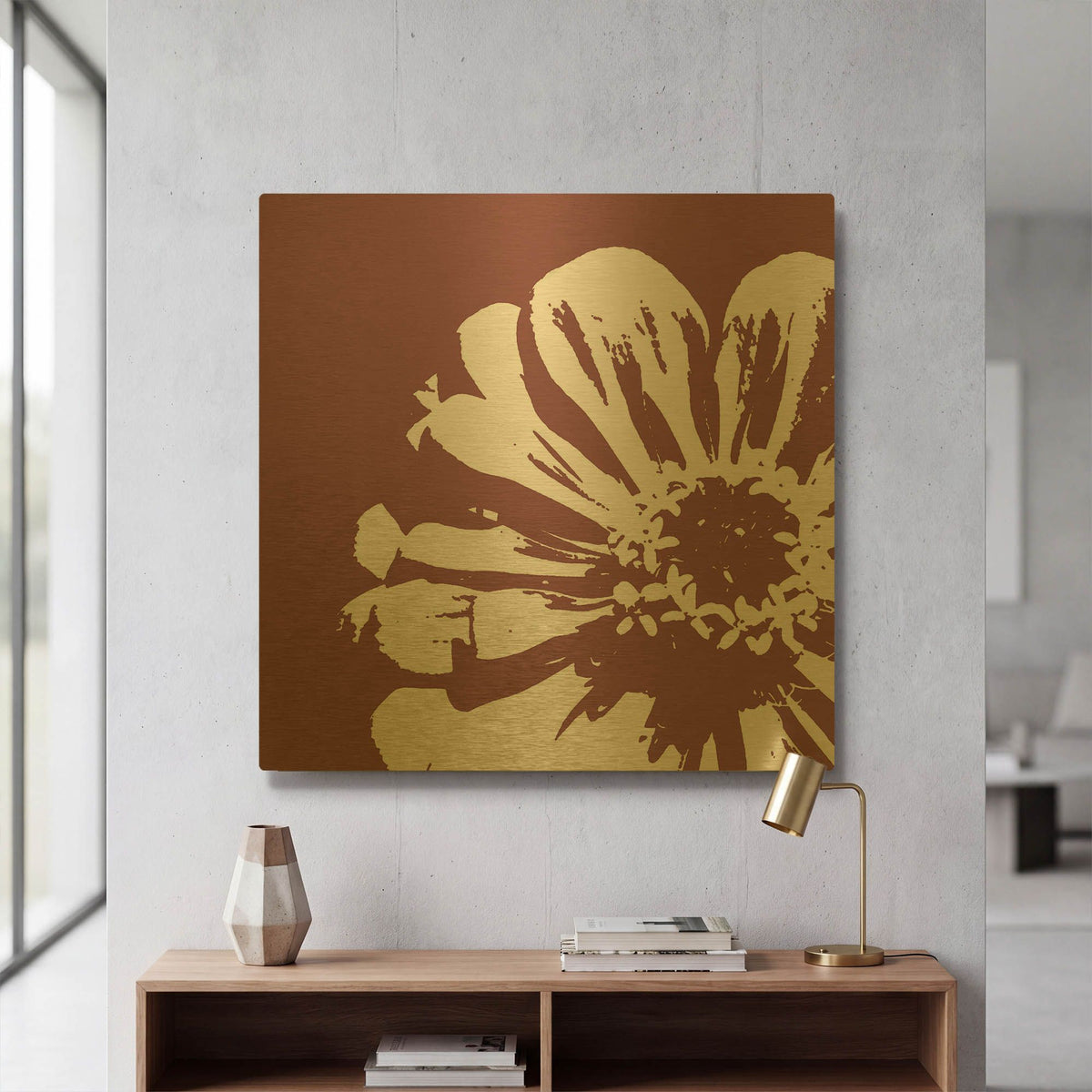 'Flower II' By GraphINC Gold Metal Wall Art