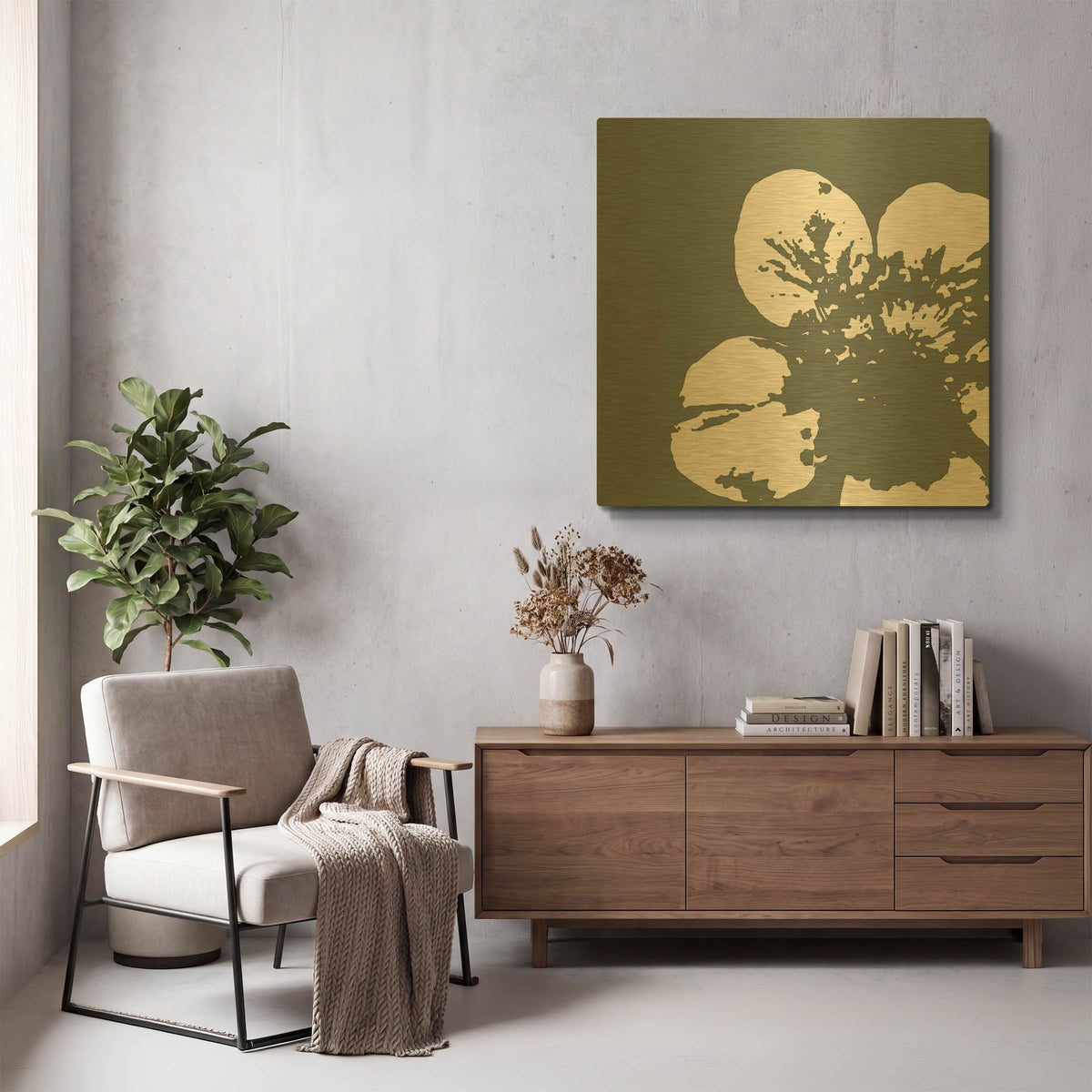 'Flower III' By GraphINC Gold Metal Wall Art
