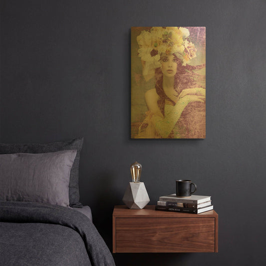 'Flower Lady' By GraphINC Gold Metal Wall Art