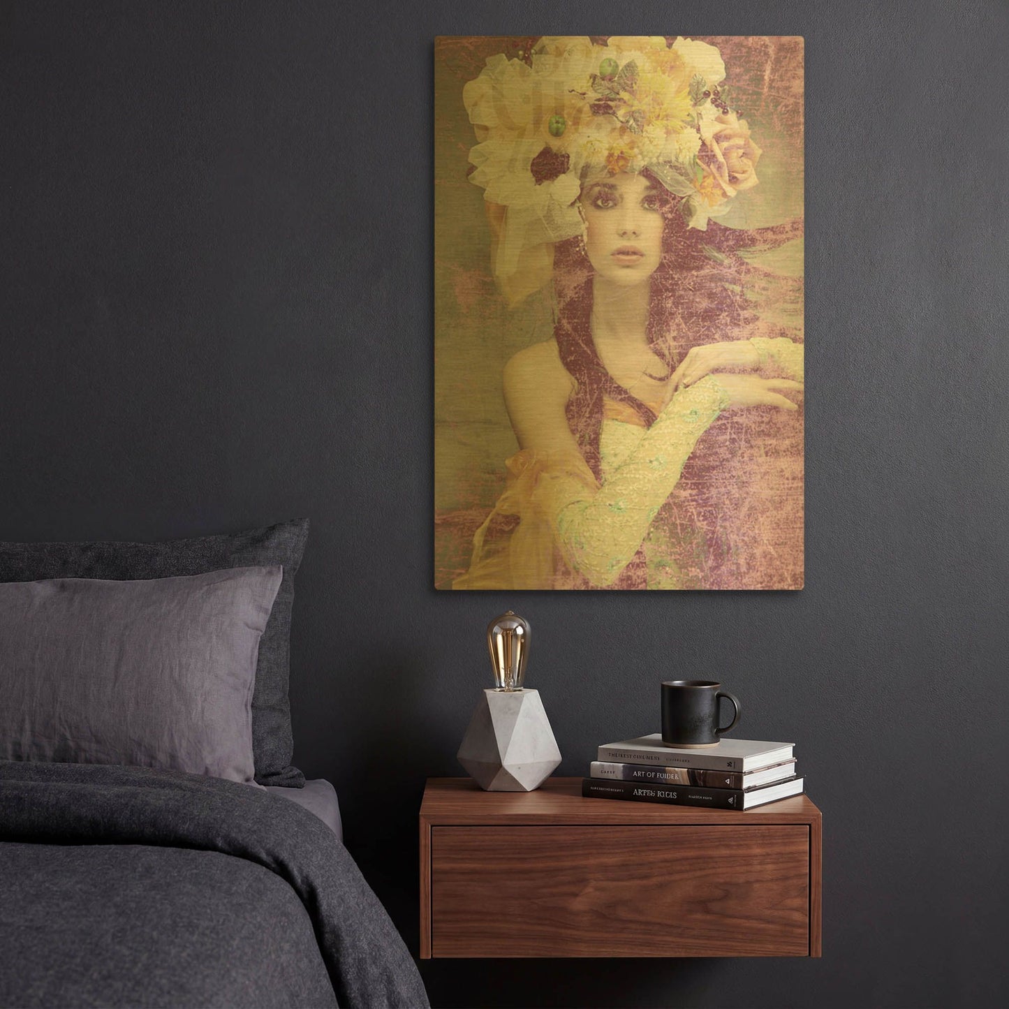 'Flower Lady' By GraphINC Gold Metal Wall Art