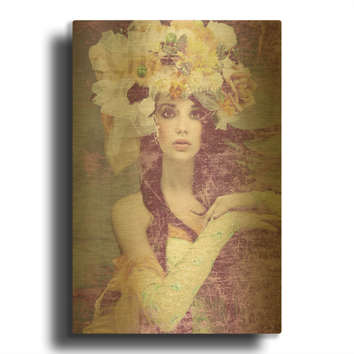 'Flower Lady' By GraphINC Gold Metal Wall Art