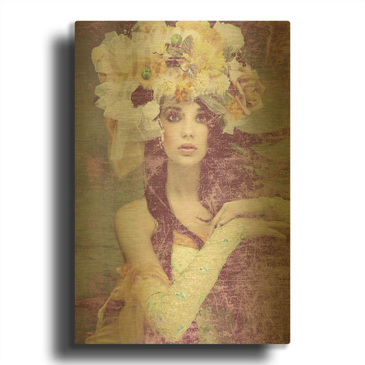 'Flower Lady' By GraphINC Gold Metal Wall Art