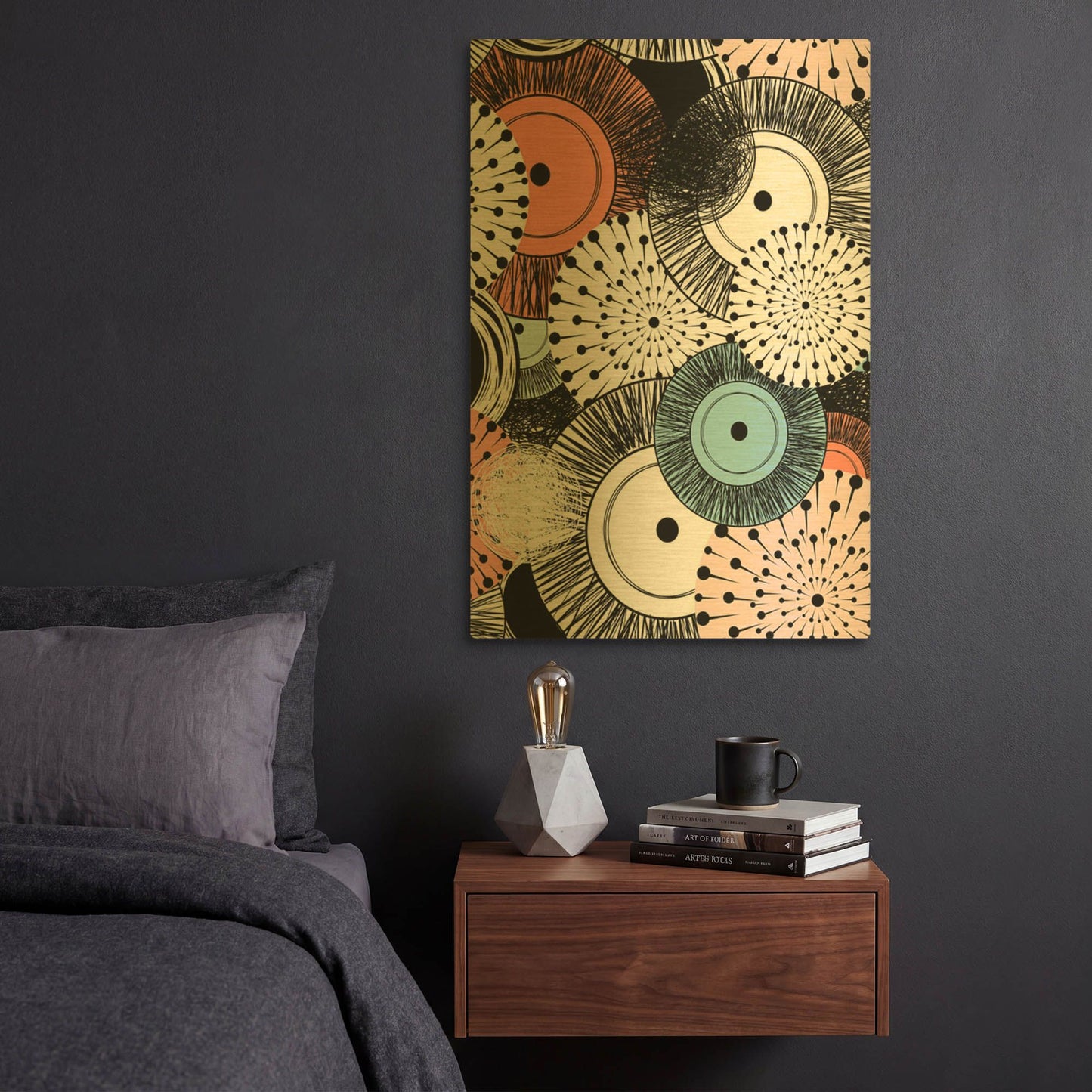 'Flowers and Design' By GraphINC Gold Metal Wall Art
