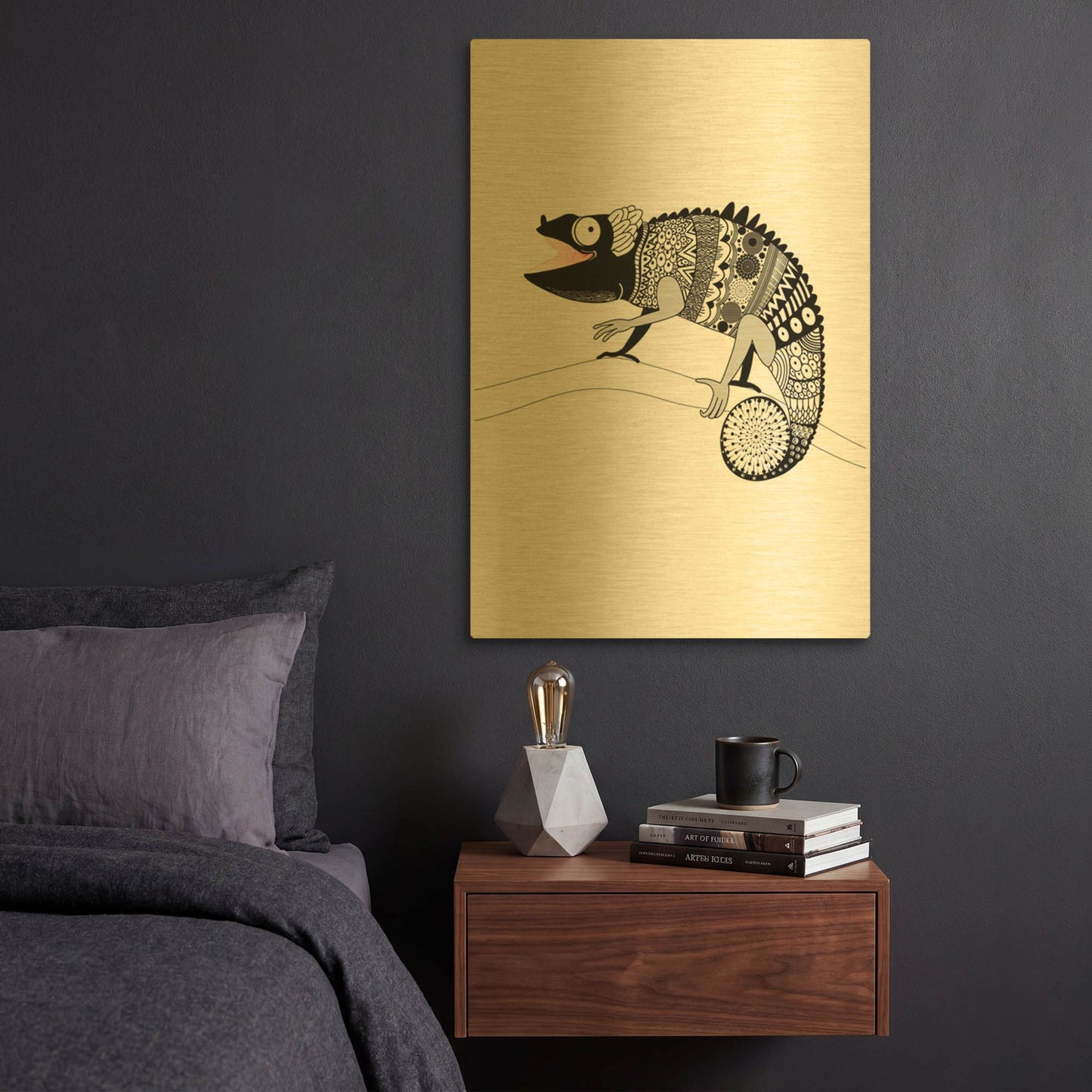 'Gecko' By GraphINC Gold Metal Wall Art