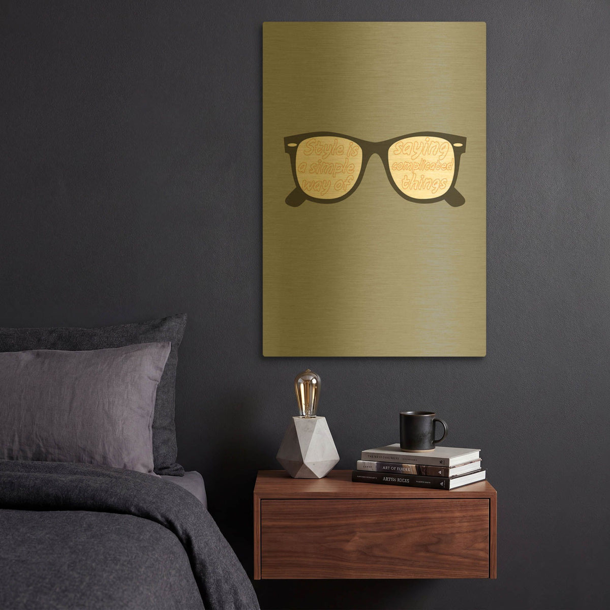 'Glasses' By GraphINC Gold Metal Wall Art