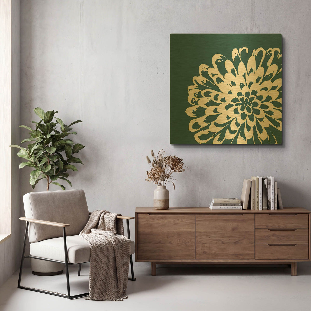 'Graphic Flower 1' By GraphINC Gold Metal Wall Art