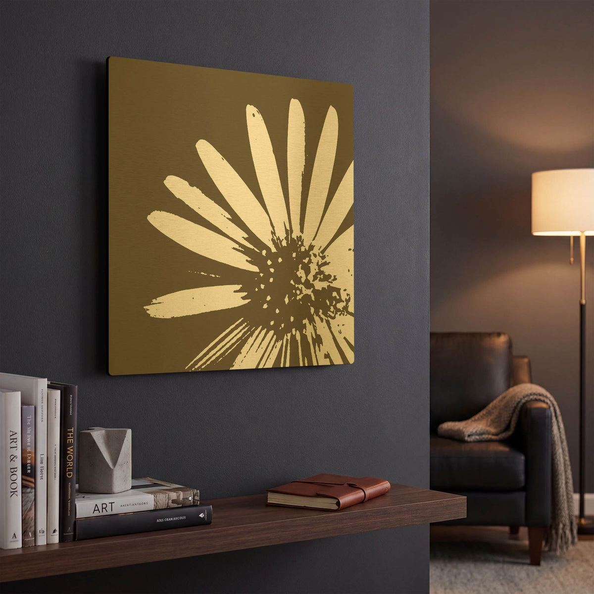 'Graphic Flower 2' By GraphINC Gold Metal Wall Art