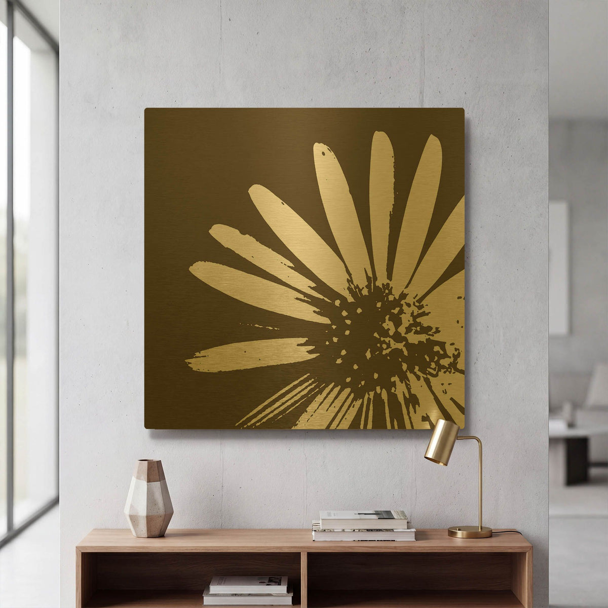 'Graphic Flower 2' By GraphINC Gold Metal Wall Art