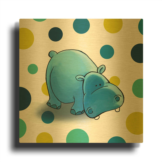 'Hippo Blue' By GraphINC Gold Metal Wall Art