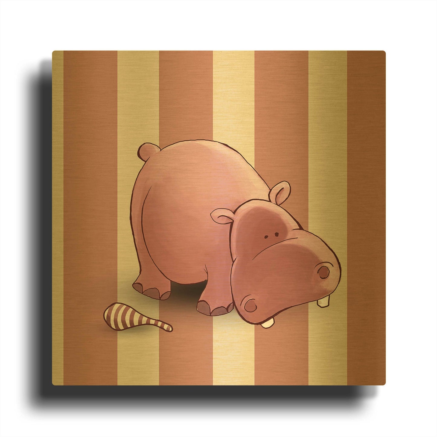 'Hippo Pink' By GraphINC Gold Metal Wall Art