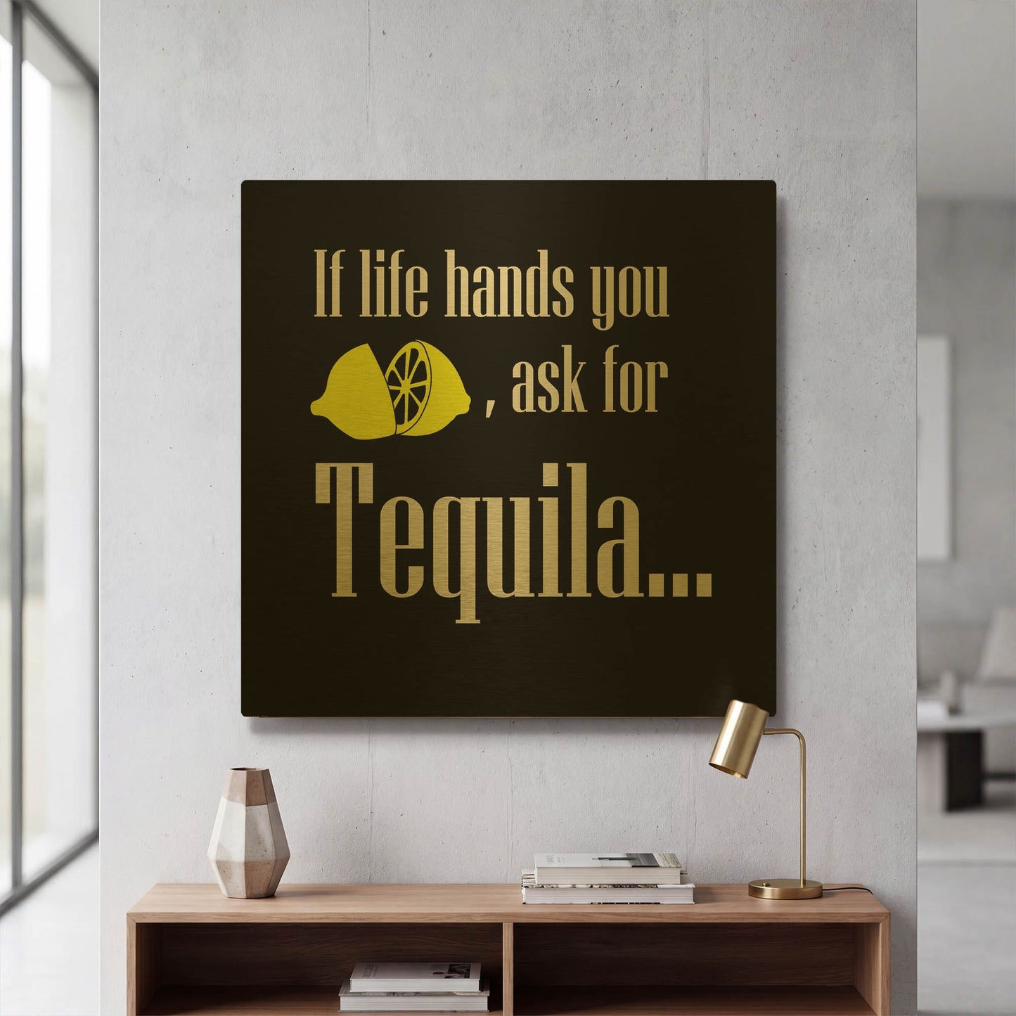 'If Life Hands You Lemons' By GraphINC Gold Metal Wall Art