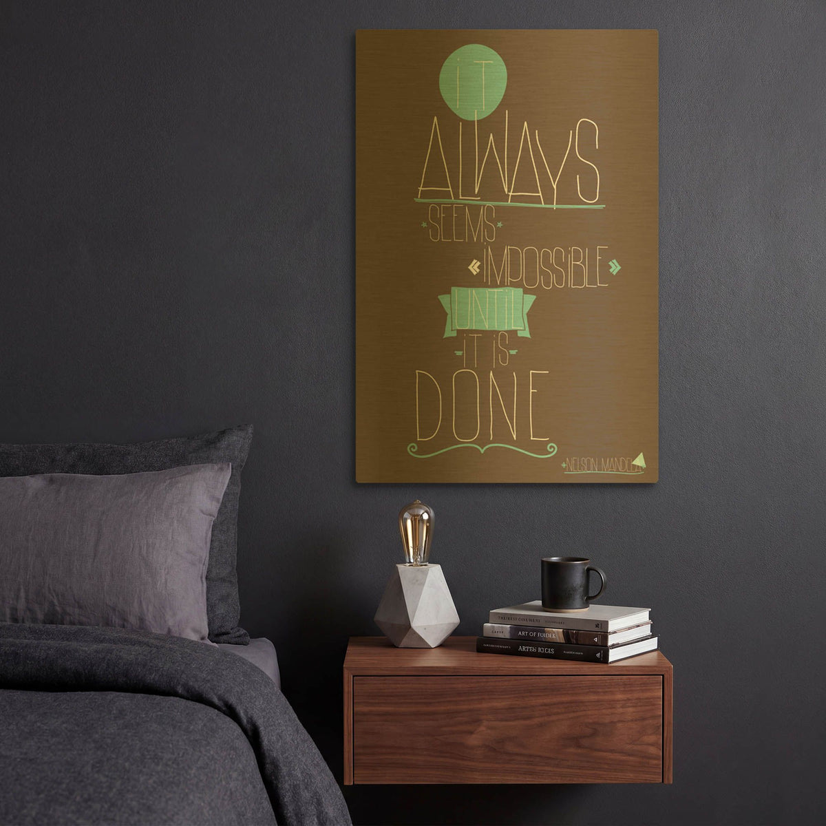 'It Always Seems' By GraphINC Gold Metal Wall Art