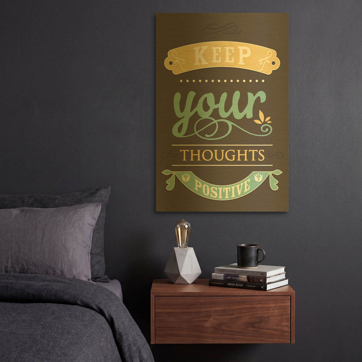 'Keep Your Thoughts' By GraphINC Gold Metal Wall Art
