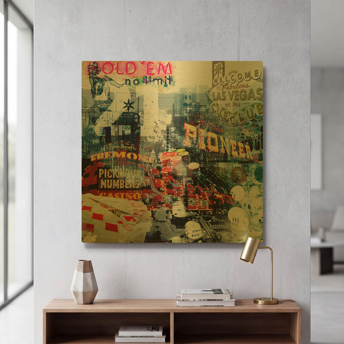 'Las Vegas' By GraphINC Gold Metal Wall Art