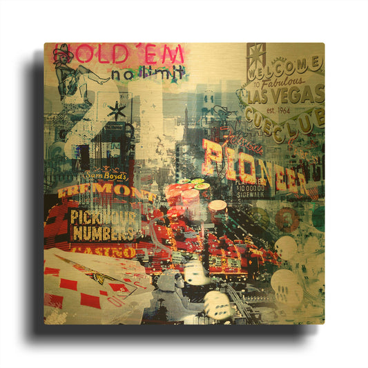 'Las Vegas' By GraphINC Gold Metal Wall Art