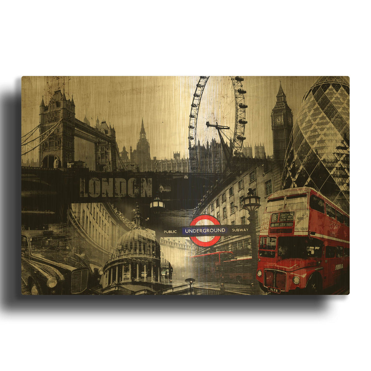 'London' By GraphINC Gold Metal Wall Art