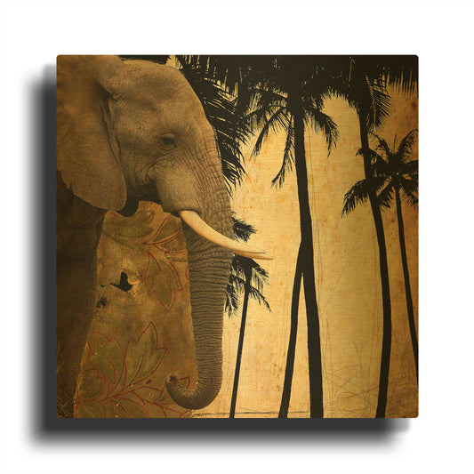 'Mighty Elephant 1' By GraphINC Gold Metal Wall Art