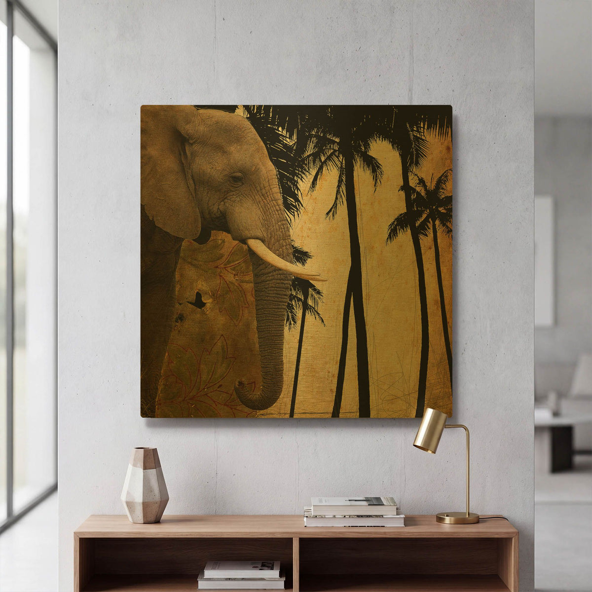 'Mighty Elephant 1' By GraphINC Gold Metal Wall Art