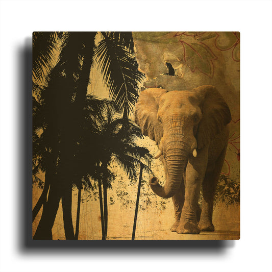 'Mighty Elephant 2' By GraphINC Gold Metal Wall Art