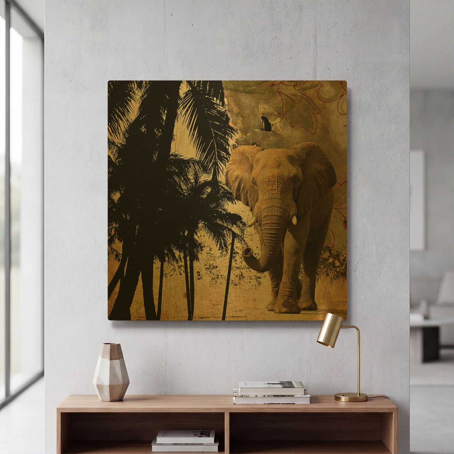 'Mighty Elephant 2' By GraphINC Gold Metal Wall Art