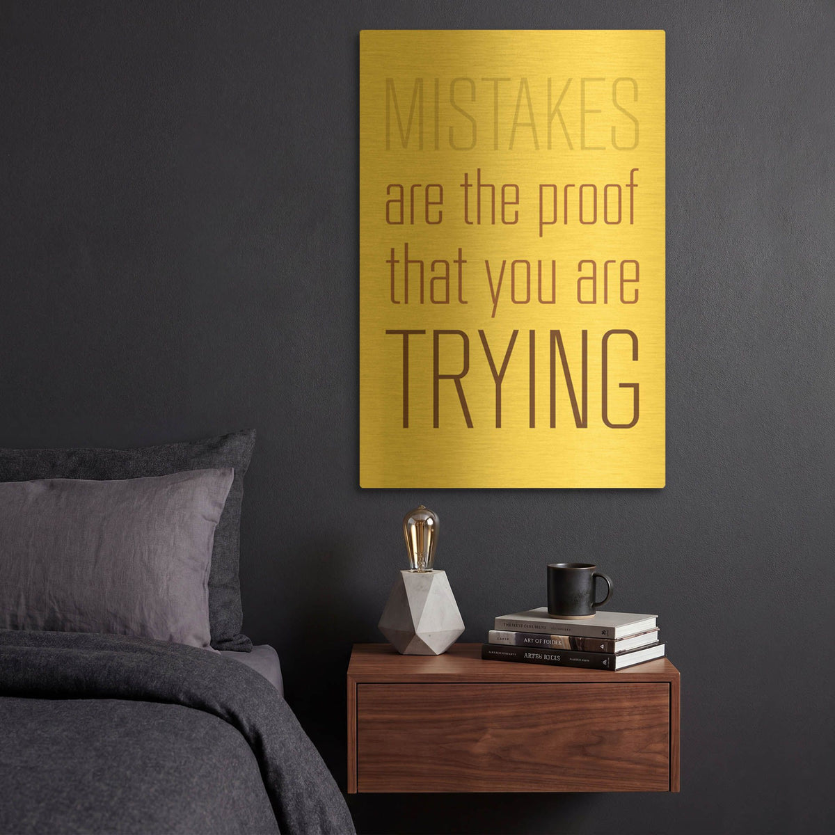 'Mistakes Are the proof' By GraphINC Gold Metal Wall Art