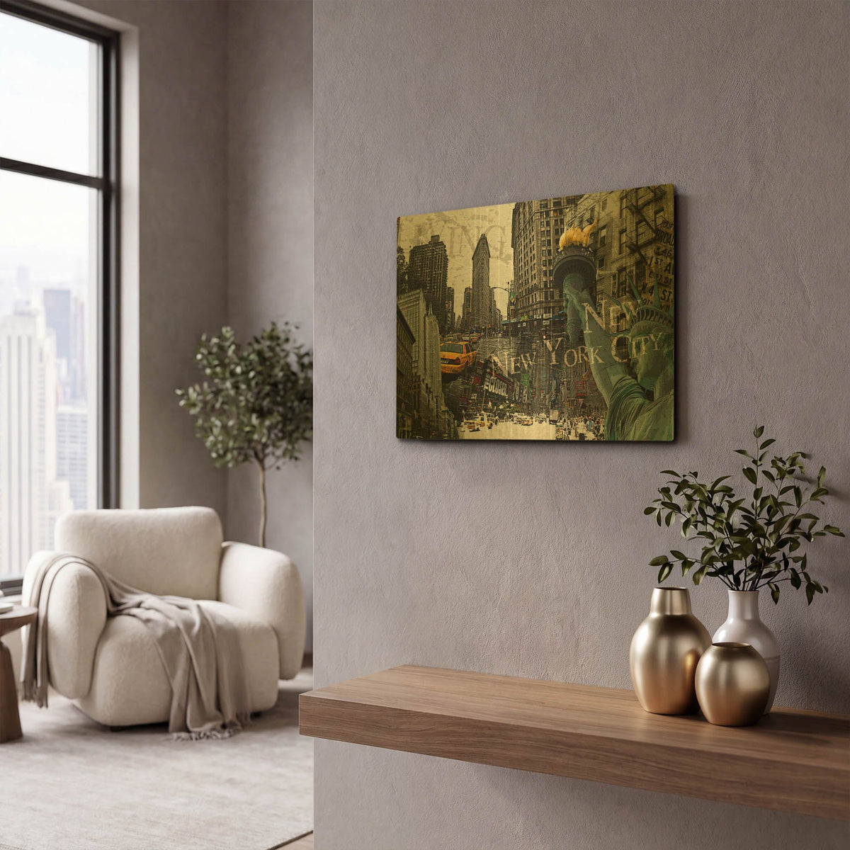 'New York' By GraphINC Gold Metal Wall Art