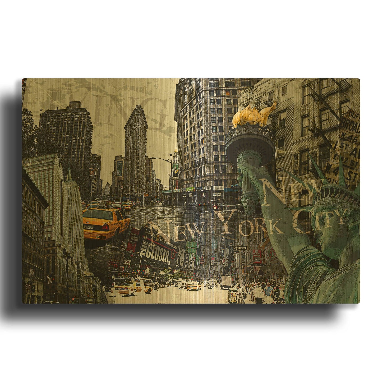 'New York' By GraphINC Gold Metal Wall Art