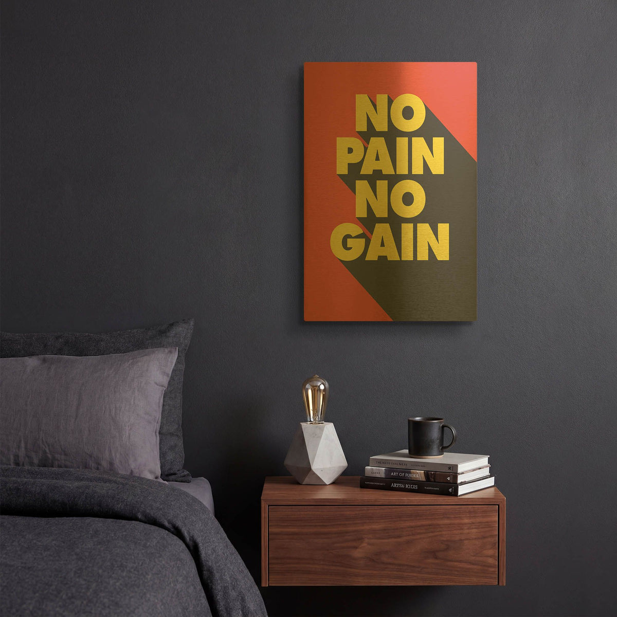 'No Pain No Gain' By GraphINC Gold Metal Wall Art